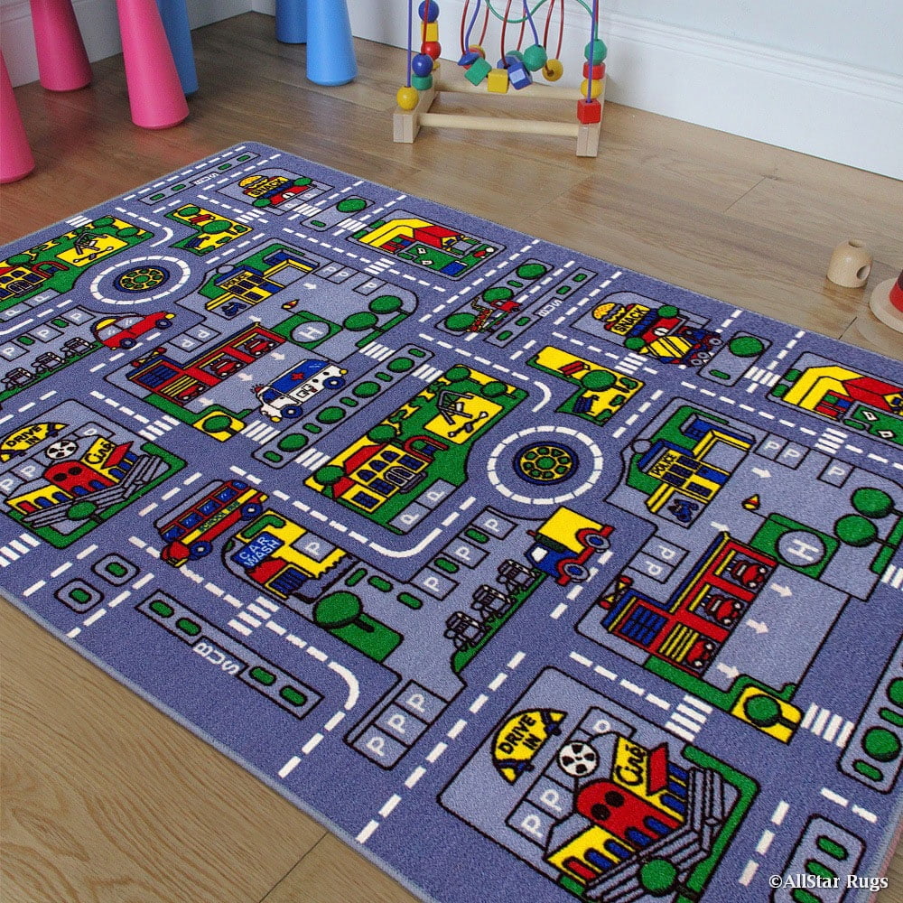 Allstar Kids / Baby Room Area Rug. City Map. Urban. Streets with