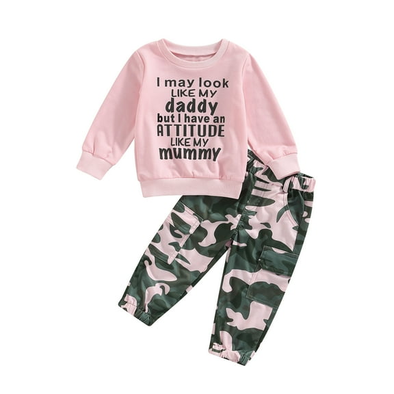 Toddler Girls Clothes 2T 3T 4T 5T Fall Outfits Baby Pullover Sweatshirt  Camouflage Pants Set Kids Winter 2Pcs Sweatsuit
