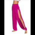 thumbnail image 3 of Pantalones Harén con Abertura Alta para Mujer, Pantalones Harén Hippies. Rosa Roja M, 3 of 7
