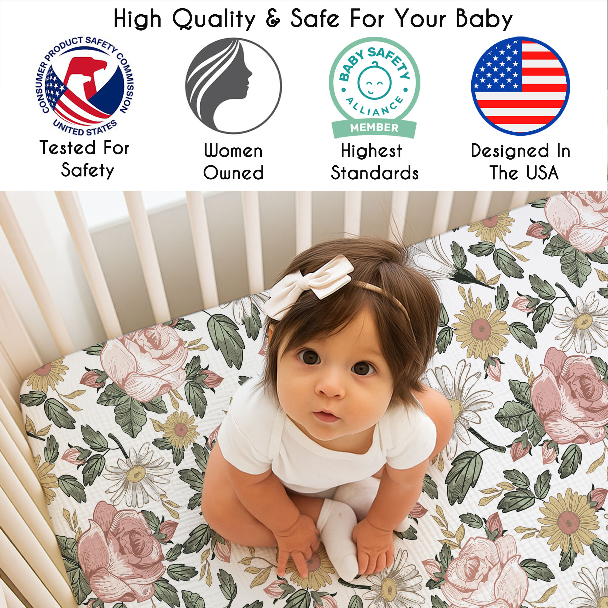 Sweet Jojo Designs Vintage Floral Pink Girl 100% Cotton Muslin Fitted Crib Sheet