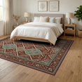thumbnail image 3 of ODIKA 6'x9' Washable Area Rug Boho Traditional Large Lattice Over Motif Decorative Border Bohemian for Dining Room, Under Table, Office Décor, Non-Slip Chair-Friendly, 3 of 7