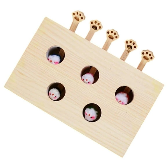 Divertido Rompecabezas de Madera para Gatos, Laberinto para Mascotas, Hámster, Atrapa y Muerde, Juguetes Interactivos con 5 Agujeros para Ratones. Juguete para Gatos.