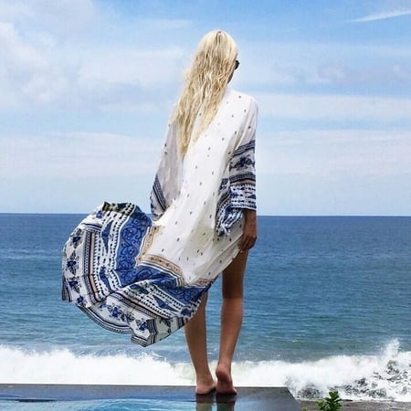 Sexy Women Bathing Suit Boho Chiffon Bikini Cover Up Swimwear Summer Beach Dress