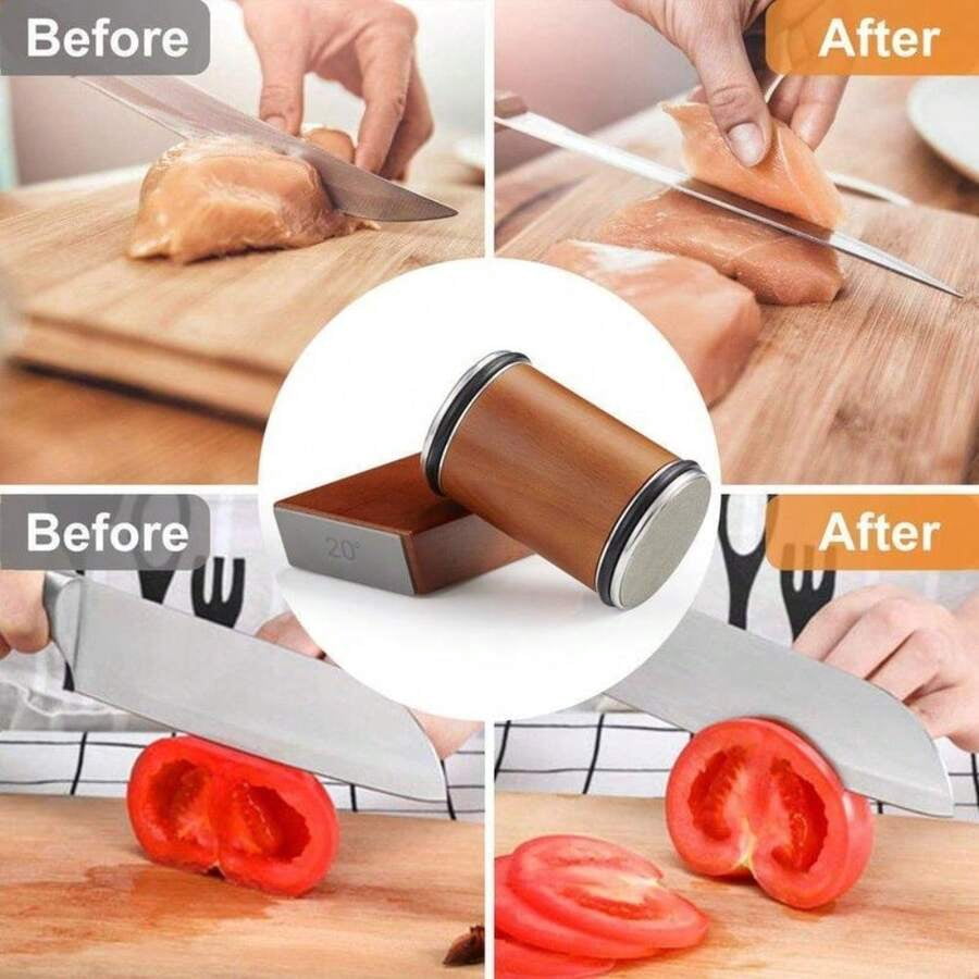 Premium Manual Rolling Knife Sharpener Kit - Stainless Steel Knives Sharpener With Grinding Disc, Includes 1 Set For Effortless Knifesharpening