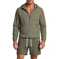 thumbnail image 2 of LEKWK Tracksuit Men Windbreaker Lightweight 2 Piece Outfit Full Zip Hooded Jacket and Shorts Matching Sets Activewear for Gym Running Biker Workout, 2 of 5