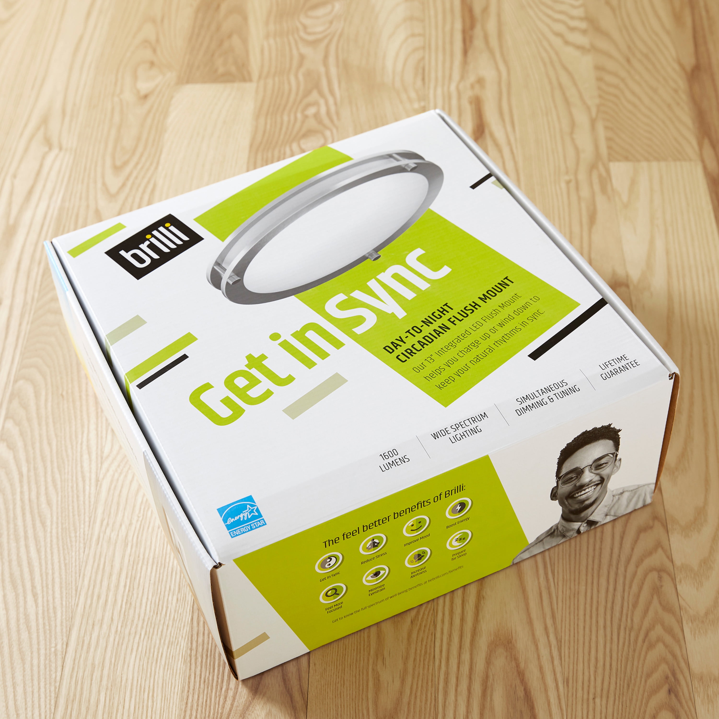 Brilli Wellness Lighting Get in Sync Cool White to Warm White Circadian Wellness LED Flush Mount Ceiling Light