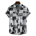 thumbnail image 4 of CBGELRT Mens Shirts Summer Shirt for Men Button down Summer Printed Casual Short Sleeves Lapel Shirt Black L, 4 of 9