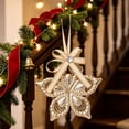thumbnail image 3 of Toycle Hollow Metal Christmas Ornaments Golden Hanging Decor With Bow Crystal Xmas Tree Decorations For Decor A, 3 of 6