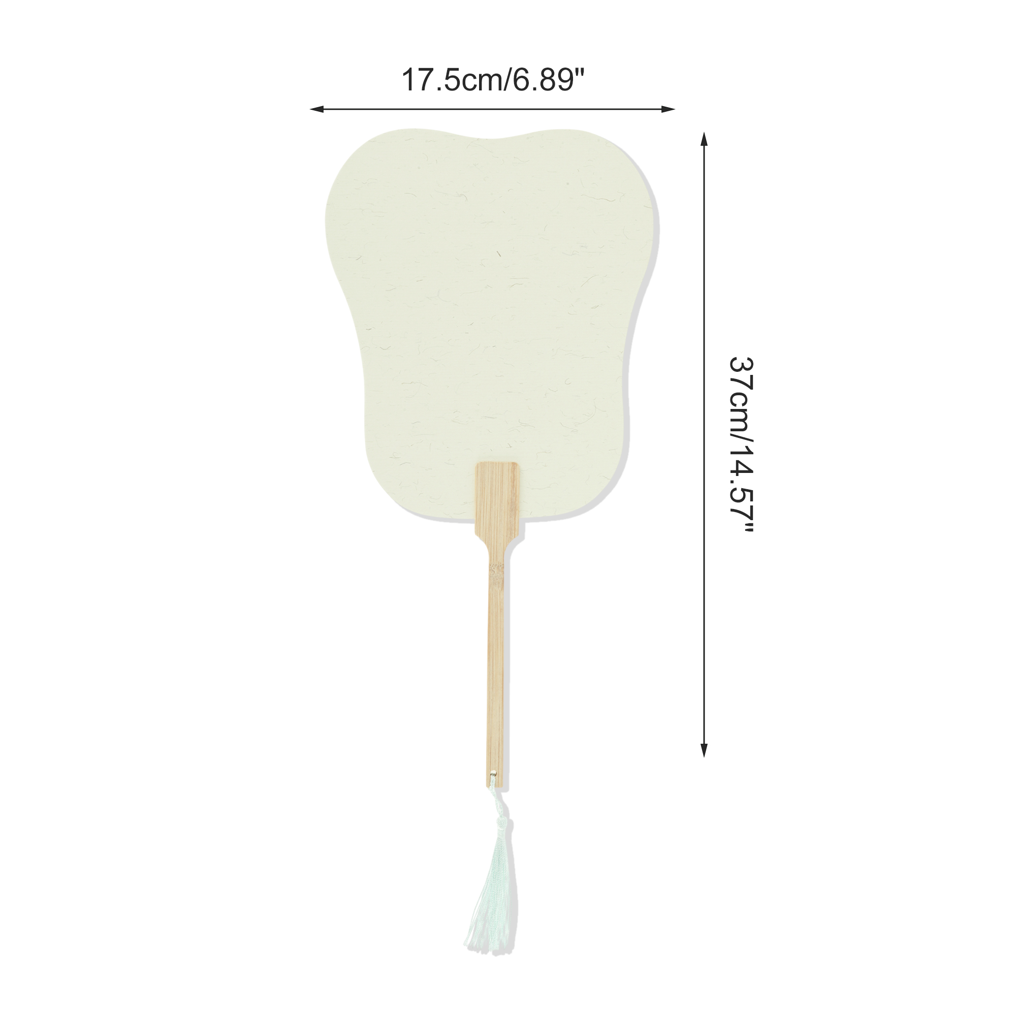 Unique BargainsFolding Fan 1 Pcs Light Gray, White Long Handle Round Paper Palm-Leaf
