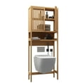 thumbnail image 2 of Toilet Storage Rack, Freestanding Bamboo Bathroom Cabinet, Laundry Room Organizer, Natural Color, 2 of 12