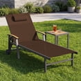 thumbnail image 6 of Harbweb Outdoor Chaise Lounge Chair , 5-Position Adjustable Sun Tanning Chair with Pillow, Aluminum Patio Lounge Chair with Wheels & Armrests for Garden, Beach, Patio, Pool, Brown, 6 of 8