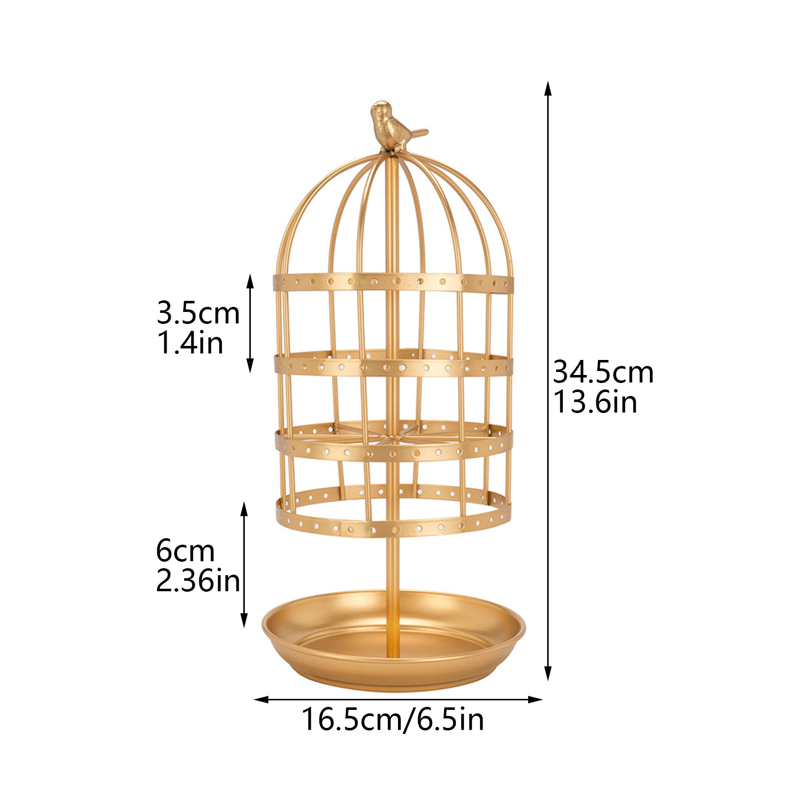 Bird cage jewelry ring rack Four layers of gold rotating jewelry display rack Earrings display