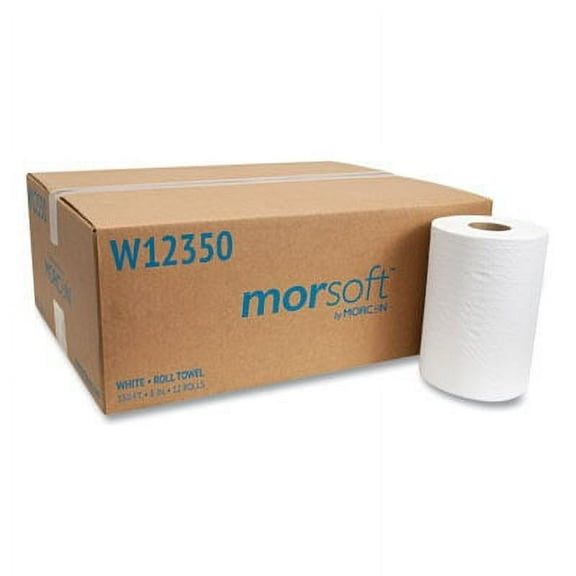 Morcon Tissue Morsoft Universal Roll Towels, 8" x 350 ft, White, 12 Rolls/Carton (W12350)G7