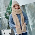 thumbnail image 3 of Dyfzdhu Women Cute Thick Hat Ear Protectors Warm Plush Scarf Gloves Set Beige, 3 of 6