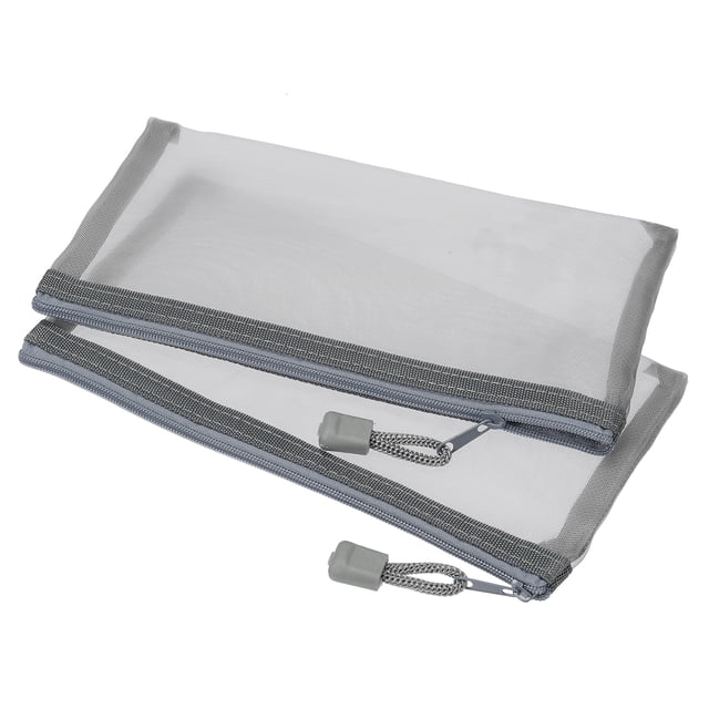 Malla Cremallera Bolsas, A6 Nylon Cremallera Bolsa Lápices Estuche Almacenamiento Bolsillos para Viajes Oficina Accesorio, Gris Paquete de 6