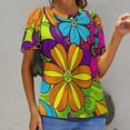 thumbnail image 6 of Nostalgic Vintage Floral Women's Short Sleeve Tops Casual Blouses T Shirt, 6 of 6