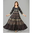 thumbnail image 2 of DWEEP SARA Blue Cotton Anarkali Dress with Elegant Mirror Embroidery, Lace Detailing & Side Tassels, XXL, 2 of 6