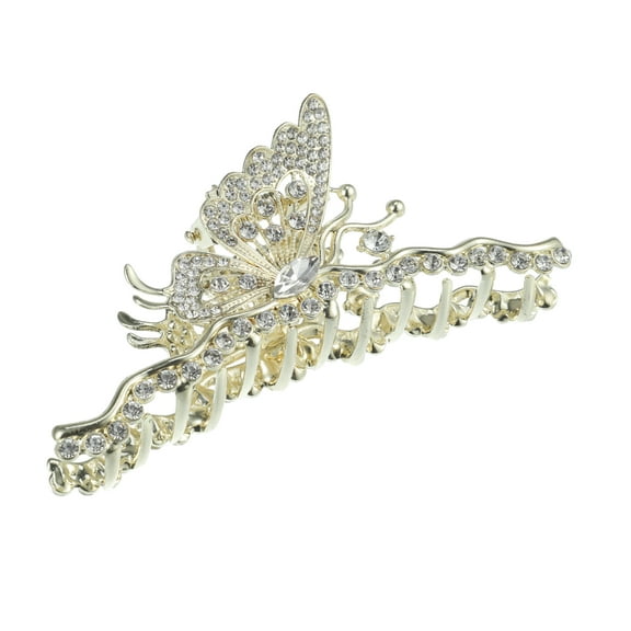 Unique Bargains Hair Clip Classic Butterfly Shape Hair Clip Elegant Luxurious Cute Hair Accessories for Women Gold Tone