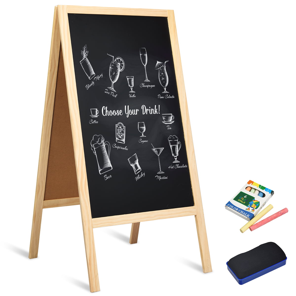 Double Sided Chalk Board 3 Chalk for writing Blackboard Colour Learning Boy girl 