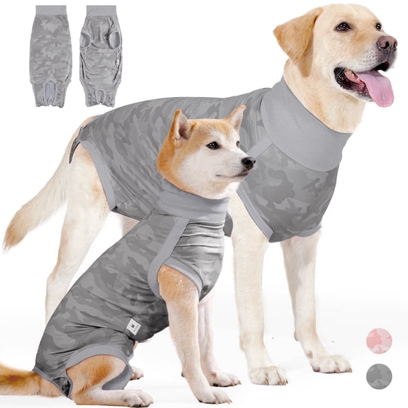 Amztom Dog Surgery Spay Recovery Suit, Dog Onesie for Surgery Female, Substitute E-Collar & Cone, X-Small to XXXL Sizes,Gray