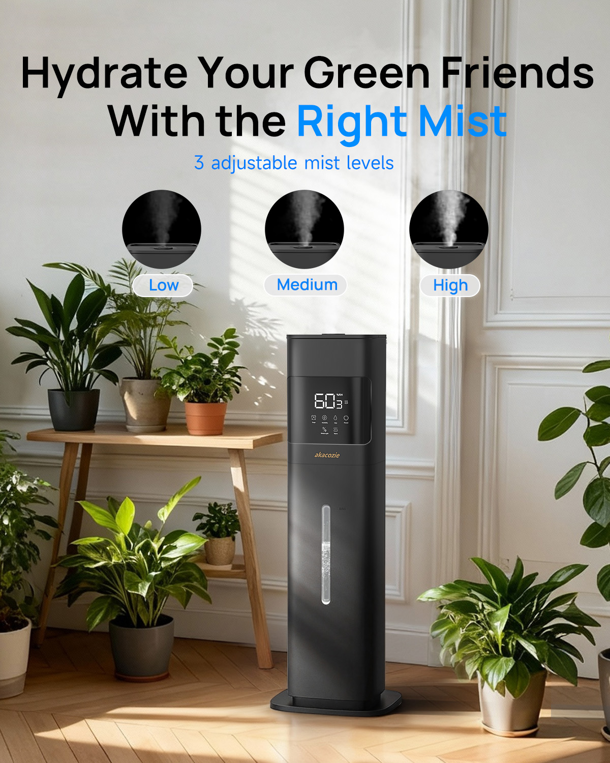 Warm Mist Humidifier, 2.1 Gallon/8 Liter Cool & Warm Mist Humidifier for Room Home, 500 Sq Ft Large Room Humidifier, Black