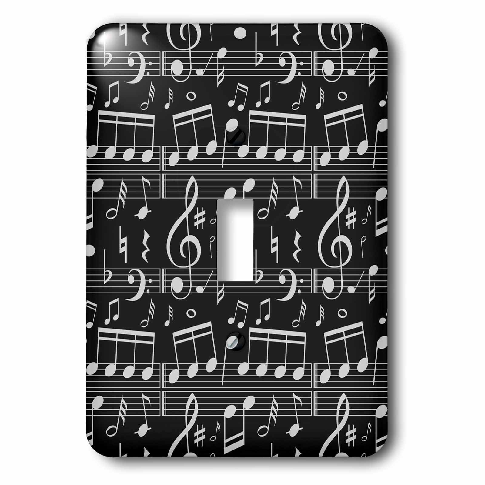 Black and Gray Musical Notes Pattern single toggle switch lsp-309390-1 ...