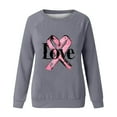 thumbnail image 5 of WREESH Women's Love Letter Pink Ribbon Graphic Sweatshirt Lightweight Breast Cancer Awareness Shirts Long Sleeve Pullover Tops Gray, 5 of 5
