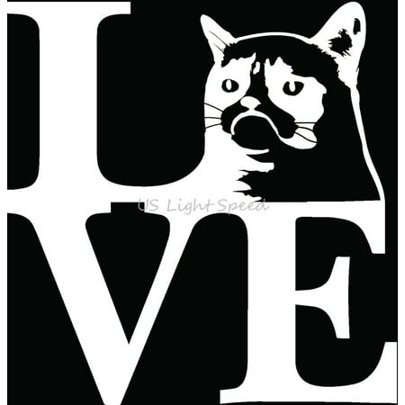 1x White Love Paw Grumpy Cat Car Window Decal Sticker Best Vinyl Die Cut (Best Car For Family Of 5 In India)