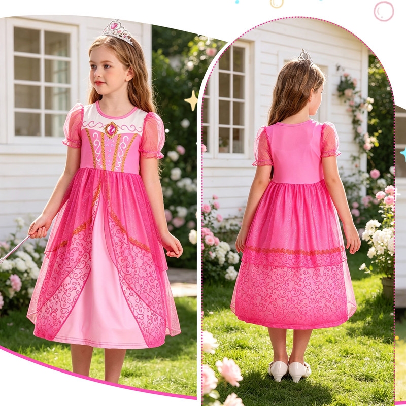 Jurebecia Girls Princess Sleeping Beauty Costume Dress photo 8