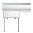 thumbnail image 5 of KoolMore 43 in. Two Compartment Stainless Steel Commercial Sink with Drainboard, Bowl Size 12"x 16"x 10", 5 of 9