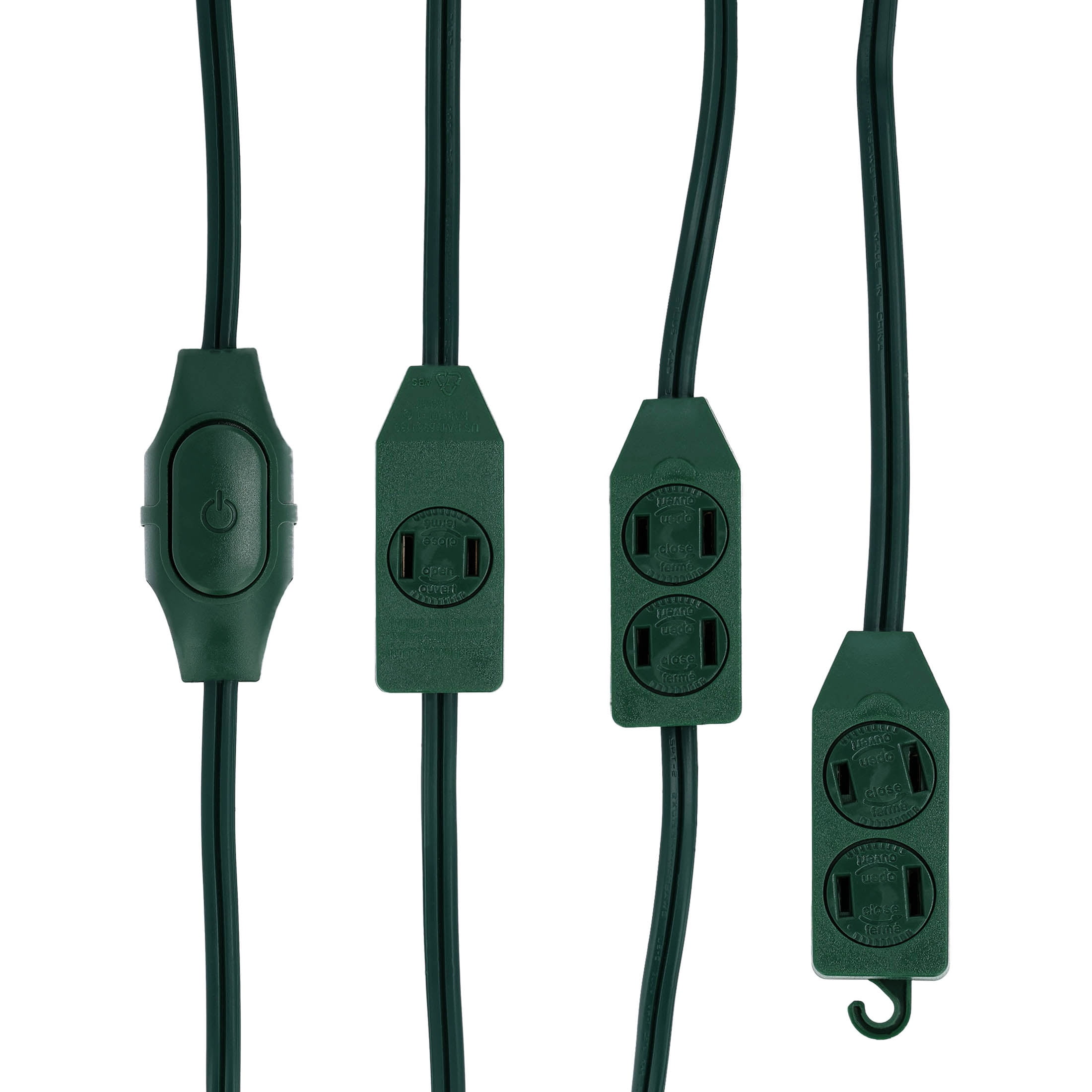Indoor 9-Outlet Extension Cord, Green, 12', by Holiday Time