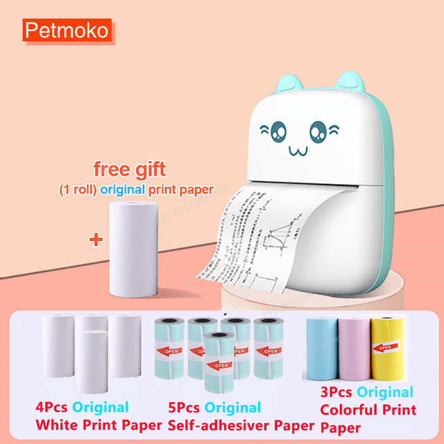 MesaSe Mini Portable Thermal Printer TIKTOK Gifts for Kids Pocket Printer for Pictures/Retro-Style Photos/Notes/Lists/Label/Memo/QR Codes Bluetooth Wireless Smart Printer with Android