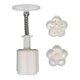 thumbnail image 1 of Moldes para tarta de luna redonda de flor de melocotón doble 50g de presión a mano 2 sellos Mooncake moldes para cocina de pastelería de mediados de otoño 11 Feliz Sencillez, 1 of 5