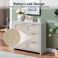 thumbnail image 3 of OAKHAM Storage Cabinet with 3 Drawer, Rattan Sideboard Buffet Accent Cabinet Boho Entryway Storage Cabinet Console for Living Room, Bedroom, Hallway, Pale Oak, 3 of 7