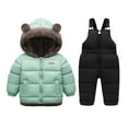 thumbnail image 2 of Aihuaihua Kids 2 Piece Snowsuit Set Girl Winter Hooded Puffer Jacket & Snow Bib Pants Boy Ski Suits Bear Ear Outwear Outfit, 2 of 6