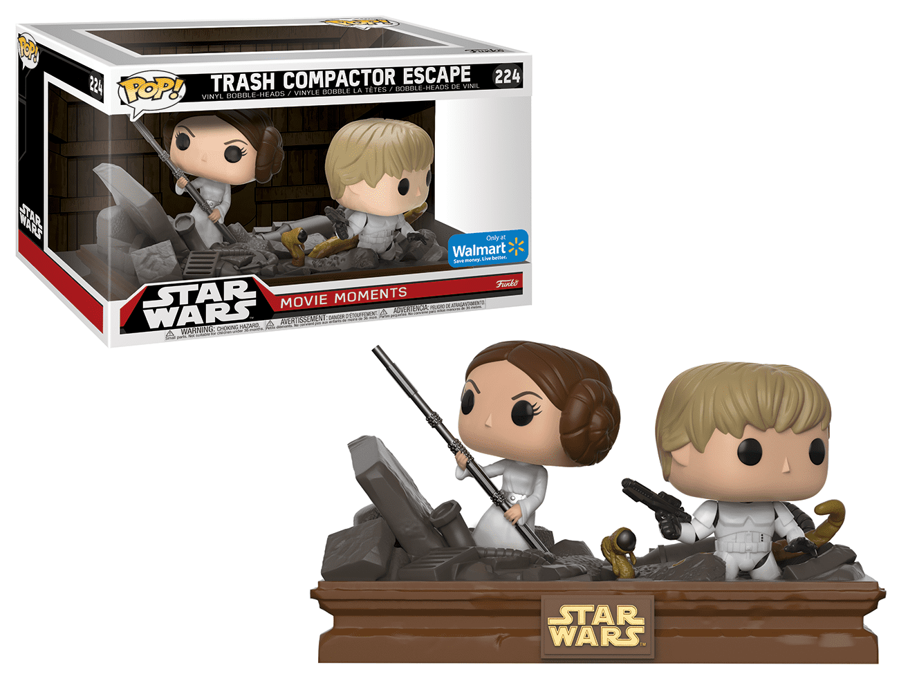 Download Funko Pop Star Wars Movie Moments Luke Skywalker And Princess Leia Trash Compactor Vinyl Figure Walmart Com Walmart Com