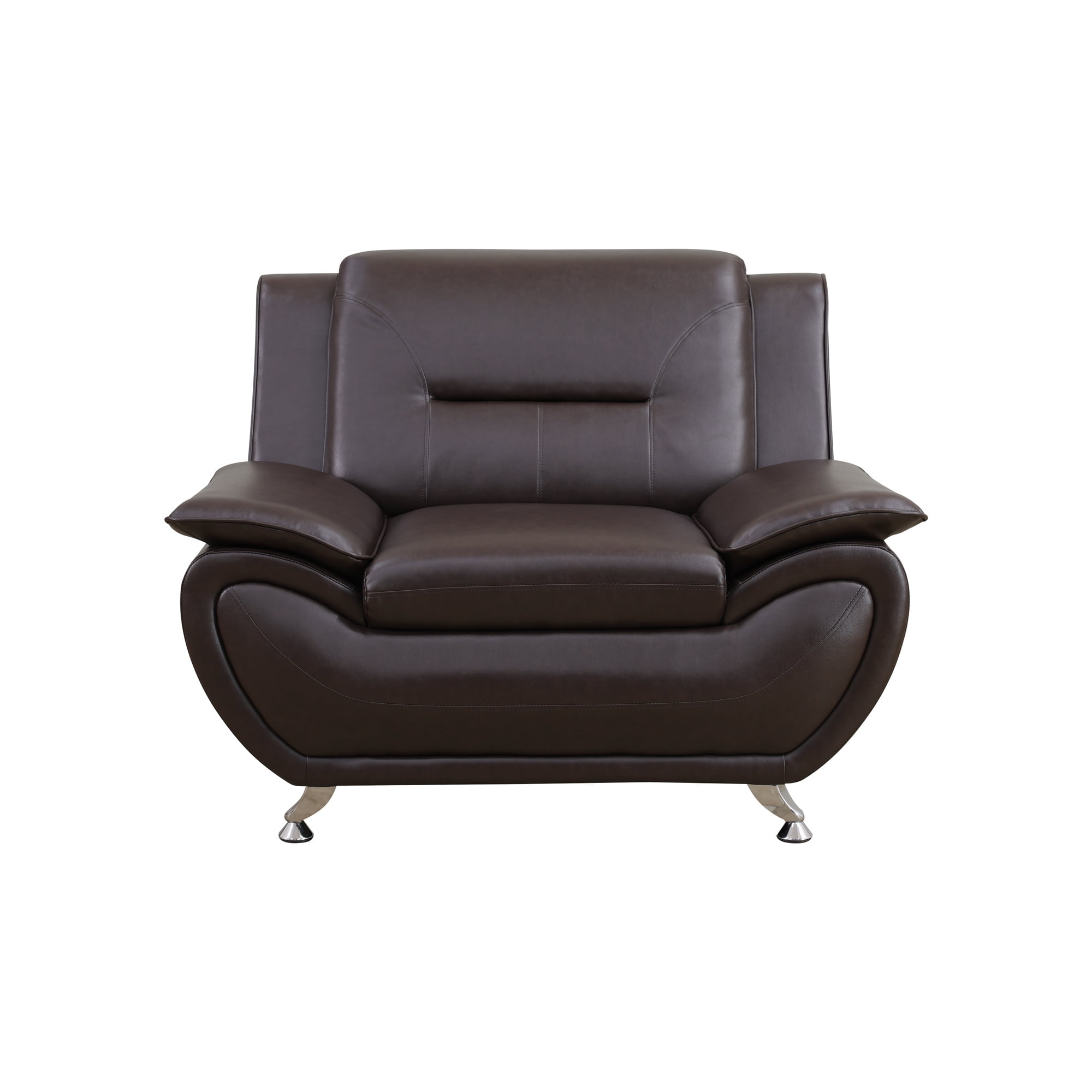Aukfa 3 Piece Sofa Set - 46" Wide Upholstered Sofa Couch Armchair, Leather, Brown
