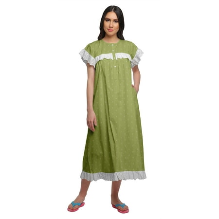 

Moomaya Printed Round Neck Nursing Sleepwear For Women Cotton Nightdress