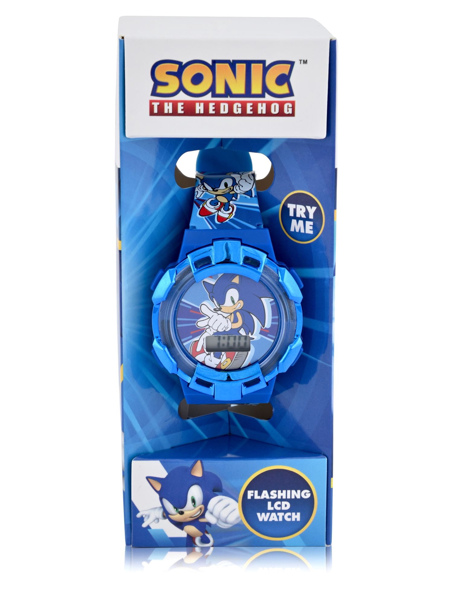 SNC4293MWM Sonic Kids Flashing Lights LCD Watch with Printed Strap