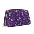 thumbnail image 2 of Cauagu Bright Purple Butterflies Print Large Cosmetic Bag,Portable Cosmetics Pouch Travel Makeup Bag Large Capacity Travel Makeup Case Organizer Makeup Brush Organizer, 2 of 8