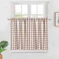 2 Pcs Polyester Small Plaid Curtain Valance, Farmhouse Kitchen Window Cafe Curtains