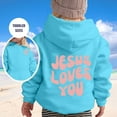 thumbnail image 2 of WRTFVZA Grey Hoodie for Teen Boys, Jesus Loves You Hoodie Sweatshirts Girls' Fashion Clothes (Big & Tall, Sky Blue, 10-11 Years), 2 of 4