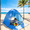 Blue, variant on Zorpupoa Portable Beach Tent, 5.4x4.9x3.6ft Pop up Tent 50+ UPF UV Protection Waterproof for Camping Beach, Orange