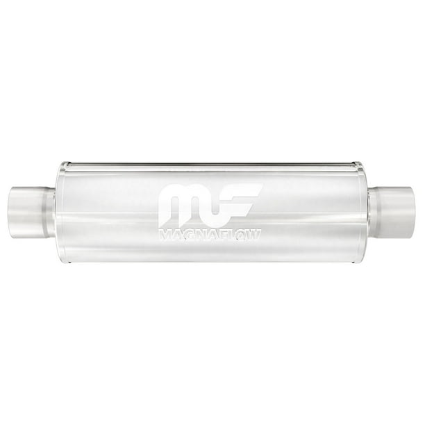 Magnaflow Performance Exhaust Muffler 10435 4 Inch Diameter Stainless Steel Case Single 2 1 4 Inch Center Inlet Single 2 1 4 Inch Center Outlet 22 Inch Body 28 Inch Overall Length Walmart