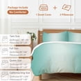 thumbnail image 6 of 3 Piece Turquoise Ombre Duvet Cover Set Queen Size, Microfiber Comforter/Quilt Cover with Corner Ties and 2 Pillowcases, Modern Gradient Abstract Art All Season Soft Bedding with Zipper Closure, 6 of 8