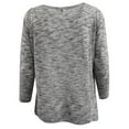 thumbnail image 2 of Woman Long Sleeve Asymmetrical Hem Plus Size Blouse T Shirt Knit Top Tee Grey 1X (17050), 2 of 3