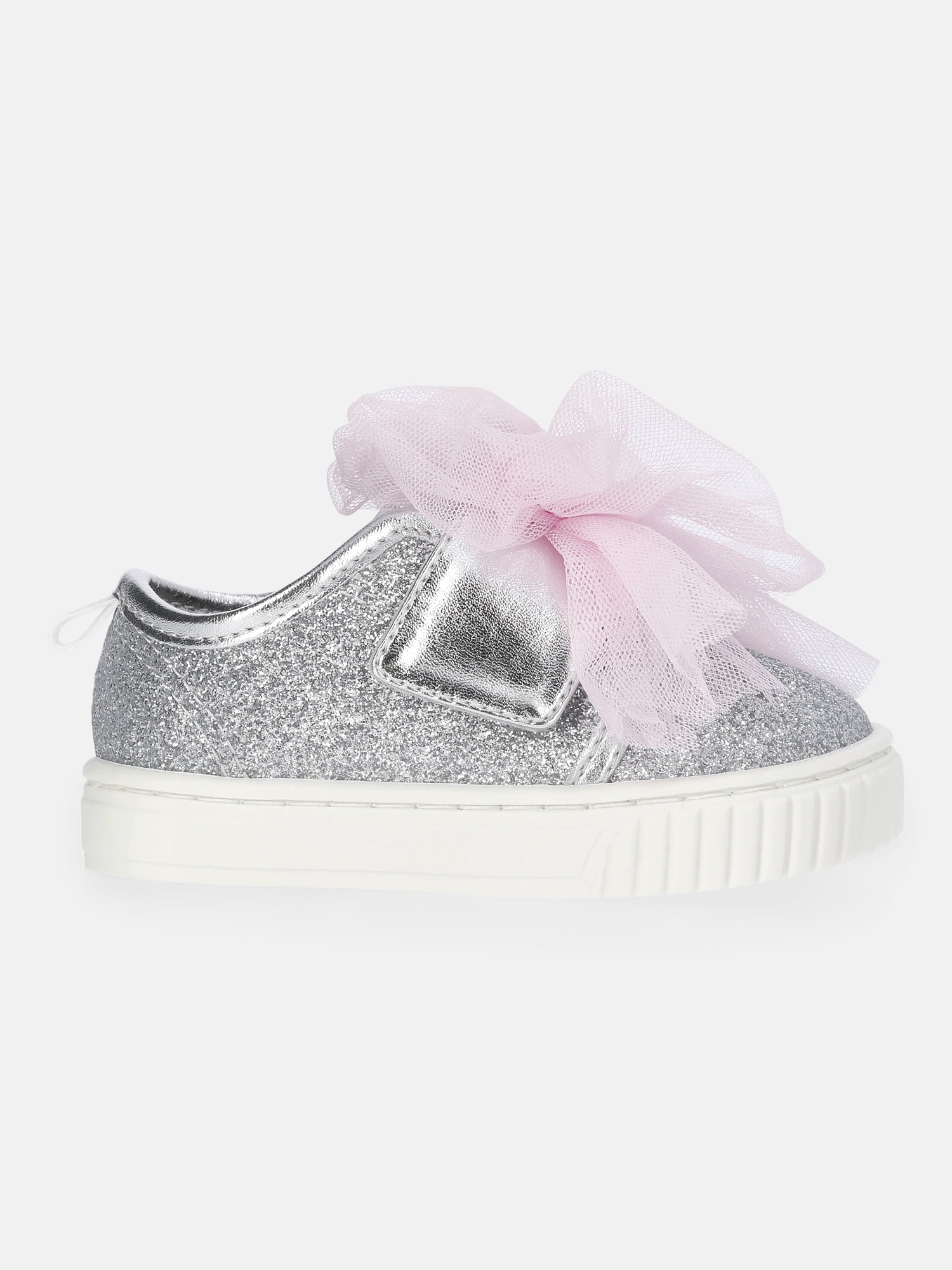Wonder Nation Baby Girls Strap Bump Toe Tulle Bow Sneakers