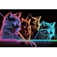thumbnail image 1 of 24x36 gallery poster, 1980s neon new wave laser cats, 1 of 1