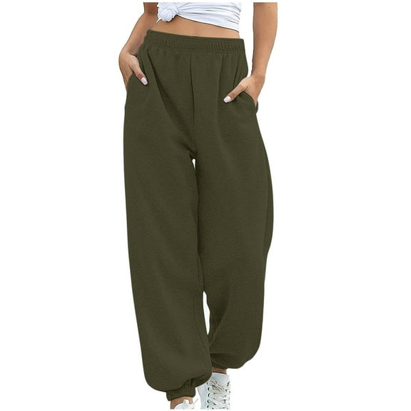 JJHGVB Sweatpants Women High Waisted Sweatpants for Women Jogger Sweatpants Women Womens Trendy Pants Work Slacks for Women Woman Pants Pull On Trousers for Women Army Green L