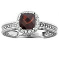thumbnail image 1 of 14K Yellow Gold Diamond Natural Garnet Engagement Ring Cushion 7x7 mm, size 10, 1 of 3